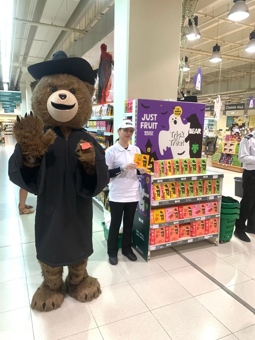 Promoter and Bear mascot at a Bear Fruit Rolls display (4)
