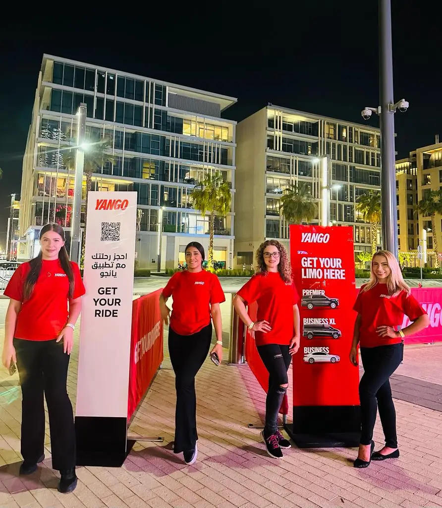 Branded promotional team at a night-time outdoor activation (3)