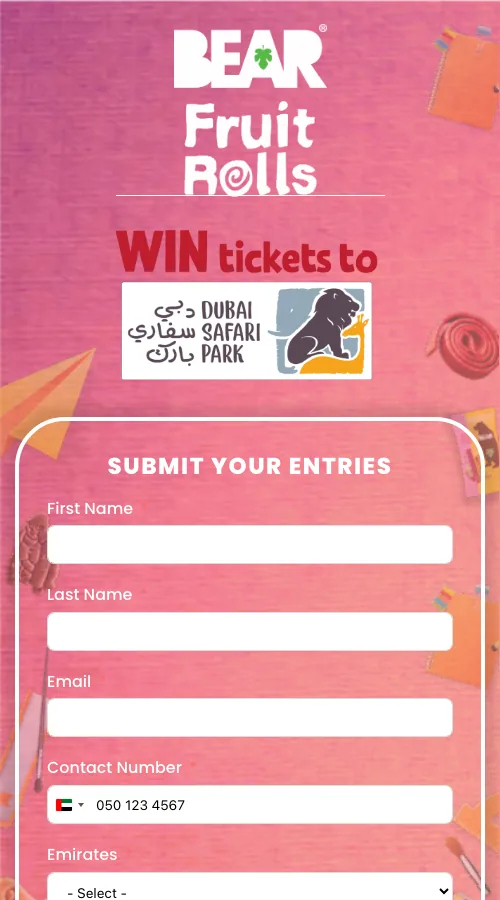 Bear Fruit Rolls back-to-school microsite: win tickets to Dubai Safari Park