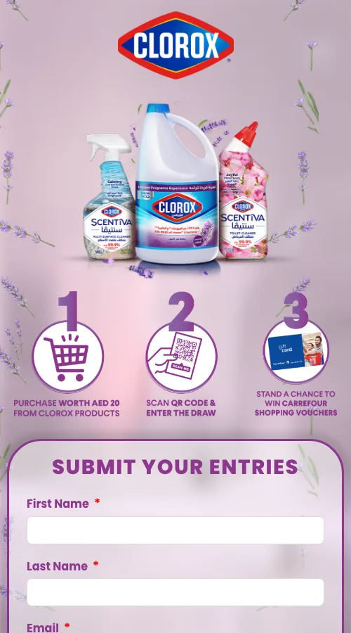 Clorox scan and win microsite with the three steps to enter